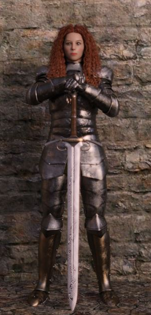 Dame Gertie in Armour with Sword